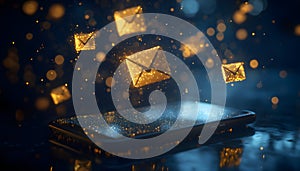 an email client on a transparent tablet