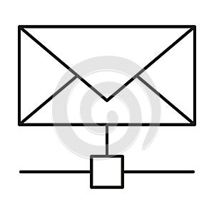 Email cloud global internet icon, remote send web message computer technology, data outline flat vector illustration, isolated on