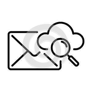 email and cloud icon with searching notification