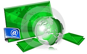 Email Concept With Green Globe