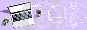 Email concept with a laptop computer