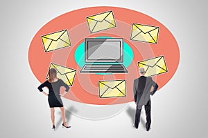 Email concept watched by business people