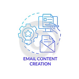 Email content creation blue gradient concept icon