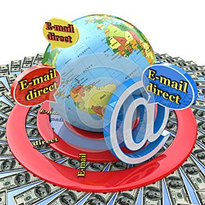 Email direct marketing. Communication concept