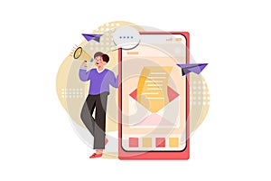 Email Email Marketing Illustration concept. Flat illustration isolated on white backgroundMarketing Illustration concept. Flat