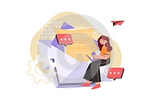 Email Email Marketing Illustration concept. Flat illustration isolated on white backgroundMarketing Illustration concept. Flat