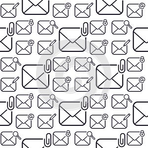 Email envelope cover communication correspondence seamless pattern background outline design paper empty card writing