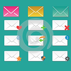 Email envelope cover icons communication and office correspondence blank cover address design paper empty card business