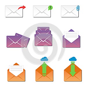 Email envelope cover icons communication and office correspondence blank cover address design paper empty card business