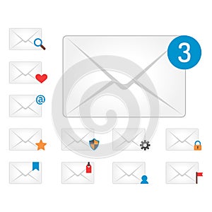 Email envelope cover icons communication and office correspondence blank cover address design paper empty card business