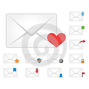 Email envelope cover icons communication and office correspondence blank cover address design paper empty card business