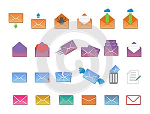 Email envelope cover icons communication and office correspondence blank cover address design paper empty card business