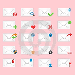 Email envelope cover icons communication and office correspondence blank cover address design paper empty card business