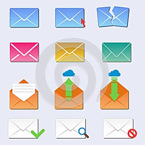 Email envelope cover icons communication and office correspondence blank cover address design paper empty card business