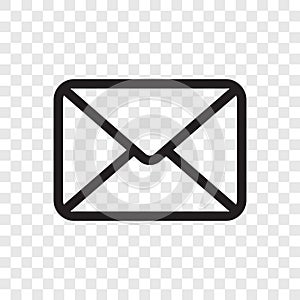 Email envelope icon. Vector mail message symbol isolated on transparent background