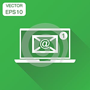 Email envelope message on laptop icon. Business concept e-mail i