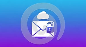 Email envelope with padlock and cloud icon for secure cloud communication