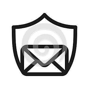 Email or envelope security. Vector illustration. Emailing and communication Shield. Data protection and security photo