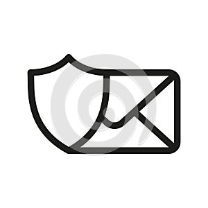 Email or envelope security. Vector illustration. Emailing and communication Shield. Data protection and security photo