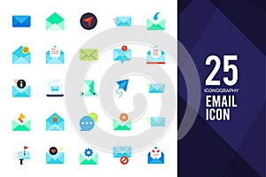 25 Email Flat icon pack. vector illustration
