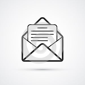 Email flat line black icon. Vector eps10