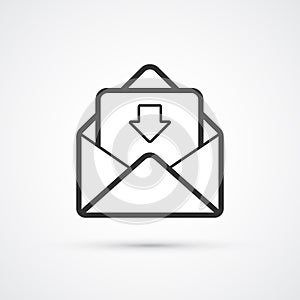 Email flat line trendy black icon. Vector eps10