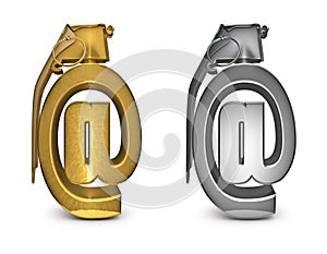 Email grenade in gold and silver