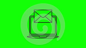 Email icon Animation. email envelope loop animation with alpha channel, green screen