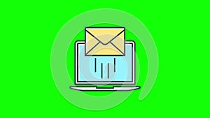 Email icon Animation. email envelope loop animation with alpha channel, green screen