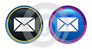 Email icon artistic glassy round buton set illustration