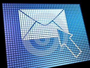 Email Icon Being Selected On Screen Showing Emailing Or Contacting