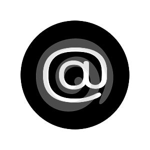 Email icon in black circle. E-mail symbol