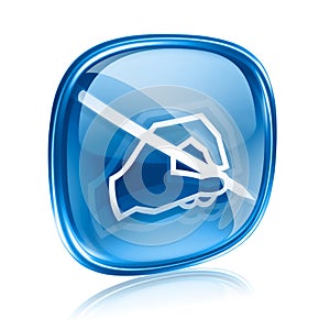 email icon blue glass, isolated