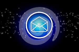 Email icon on a dark abstract background - communication concept