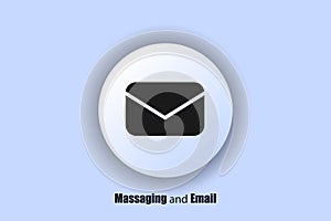 Email icon. The envelope. Logo. Message exchange. User interface icon. White web button. Neomorphism. Vector EPS10