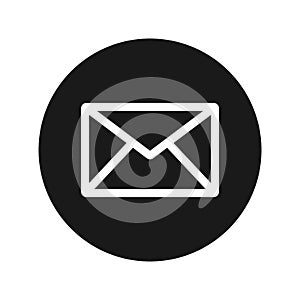 Email icon flat black round button vector illustration