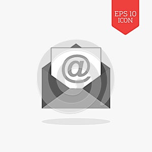 Email icon. Flat design gray color symbol. Modern UI web navigation, sign.