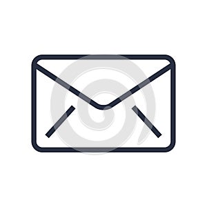 Email icon Flat. Outline email icon isolated on grey background. Open envelope pictogram.