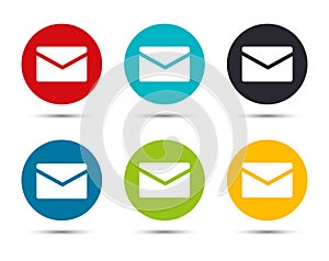 Email icon flat round button set illustration design