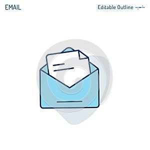 Email icon, Inbox icon, Contact us, Write to us, Receive message, email marketing, Editable stroke