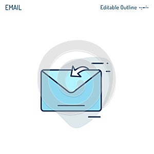 Email icon, Inbox icon, Contact us, Write to us, Receive message, email marketing, Editable stroke