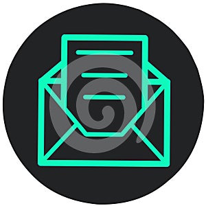 Email icon isolated on black background. E-mail envelope symbol