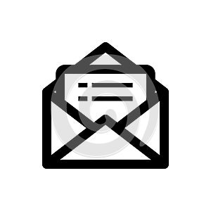 Email icon isolated on white background. Open envelope pictogram. Line mail symbol for website design. Vector