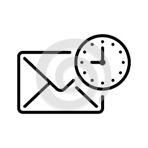 email icon in line style with clock notification