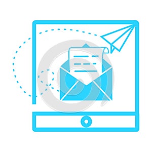 Email icon. Open envelope pictogram. Mail symbol, email and messaging, email marketing campaign for website design, mobile applica