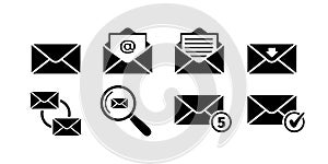 Email icon set in black on white background