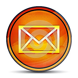 Email icon shiny bright orange round button illustration