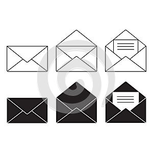 Email icon vector set, Envelope sign, Mail symbol. Vector illustration