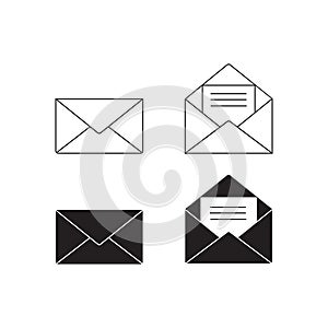 Email icon vector set, Envelope sign, Mail symbol. Vector illustration