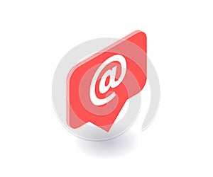 Email icon, vector symbol in flat isometric 3D style isolated on white background. Social media illustration